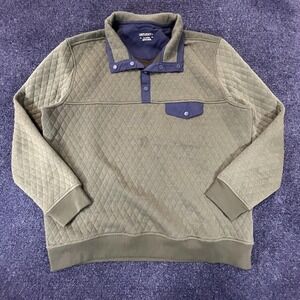 Untuckit Pullover Mens XL Green Quilted Snap Button Fleece Sweatshirt Casual